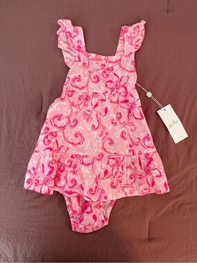 Pink Floral Ruffle One-Piece dress for toddlers
